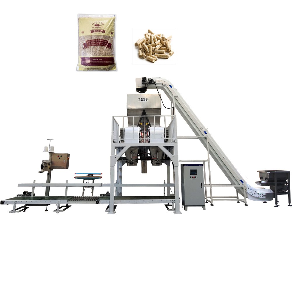 Полуавтоматическая машина для упаковки зерна с двухковшовым ленточным конвейером